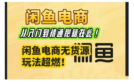 闲鱼电商实战课，从入门到精通秘籍在此，闲鱼电商无货源玩法超燃!-枫客网创