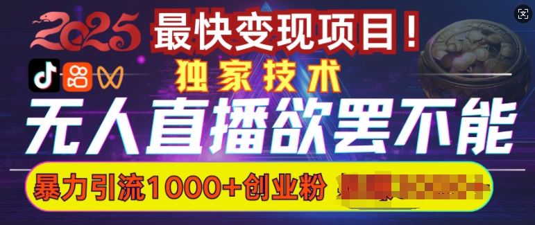 欲罢不能的无人直播引流，超暴力日引流1000+高质量精准创业粉-枫客网创